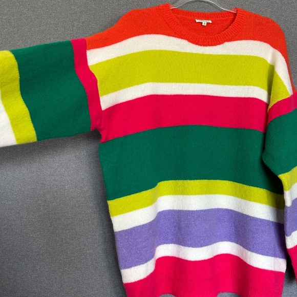 Jodifl size L pull on sweater colorful striped wool blend oversized - Picture 6 of 12